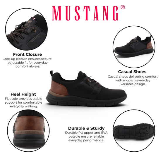 Mustang Herren schwarze leichte Schnürschuhe – M0061005 - Image 2