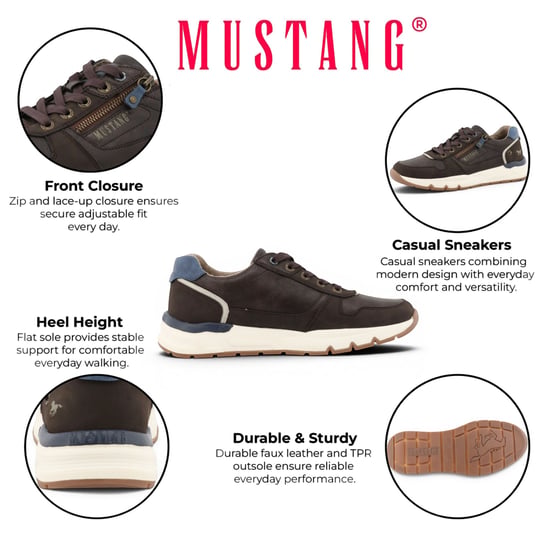 Mustang Herren braune Kunstleder-Sneaker – M0051001 - Image 2