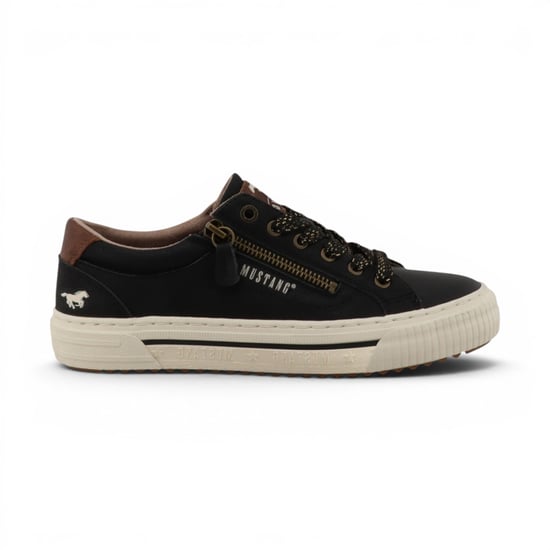 Mustang Damen Schwarze Kunstleder-Sneaker Sneaker Freizeitschuhe – M0112011 - Image 1