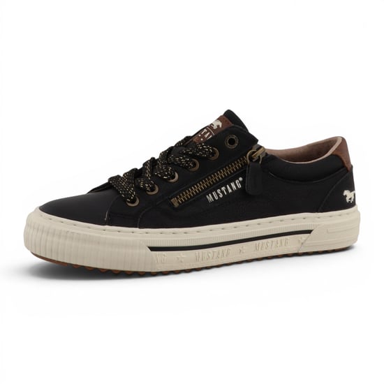 Mustang Damen Schwarze Kunstleder-Sneaker Sneaker Freizeitschuhe – M0112011 - Image 4