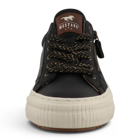 Mustang Damen Schwarze Kunstleder-Sneaker Sneaker Freizeitschuhe – M0112011 - Image 5