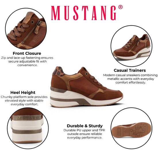 Mustang Damen Tan Cream Platform Sneaker Trainer Freizeitschuhe – M0872002 - Image 2