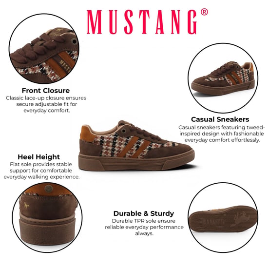 Mustang Women's Brown Tweed Sneakers Trainerschuhe – M0212020 - Image 2