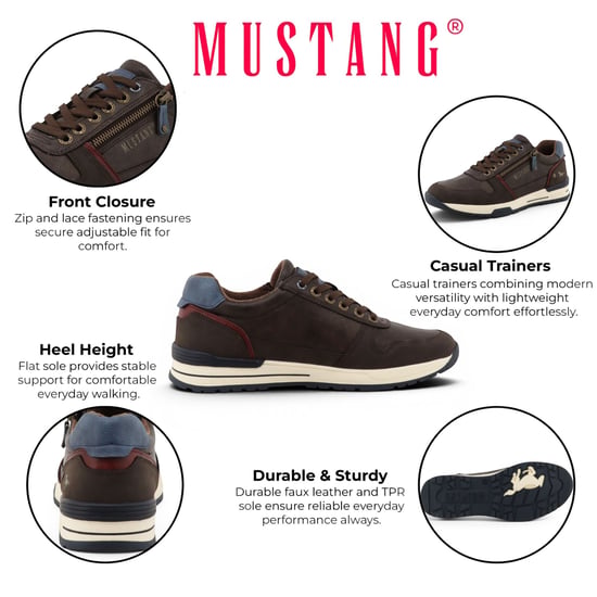 Mustang Herren braune Kunstleder-Sneakerschuhe – M0281006 - Image 2