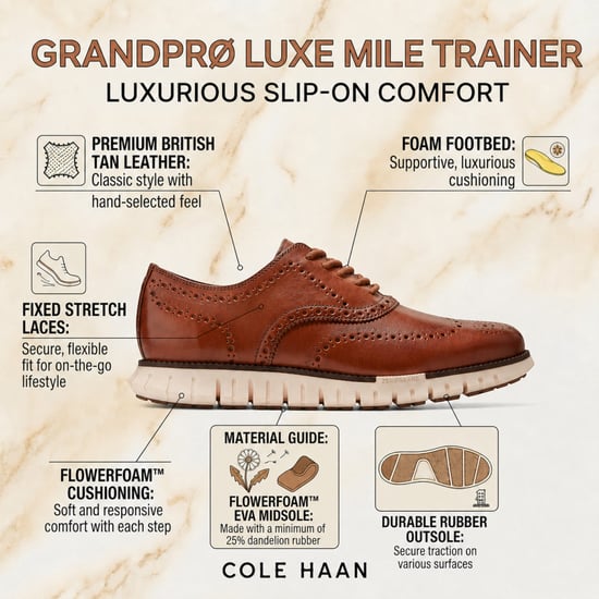 Cole Haan Herren ZeroGrand Wingtip Oxford Trainer Braune Lederschuhe - C39602 - Image 2