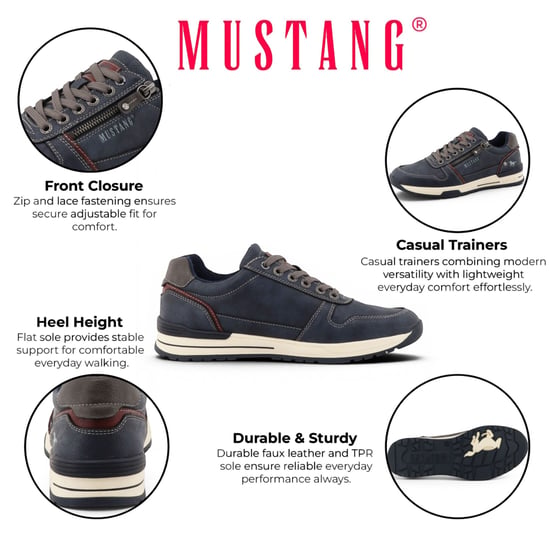 Mustang Herren Marineblaue Kunstleder-Sneakerschuhe – M0281006 - Image 2