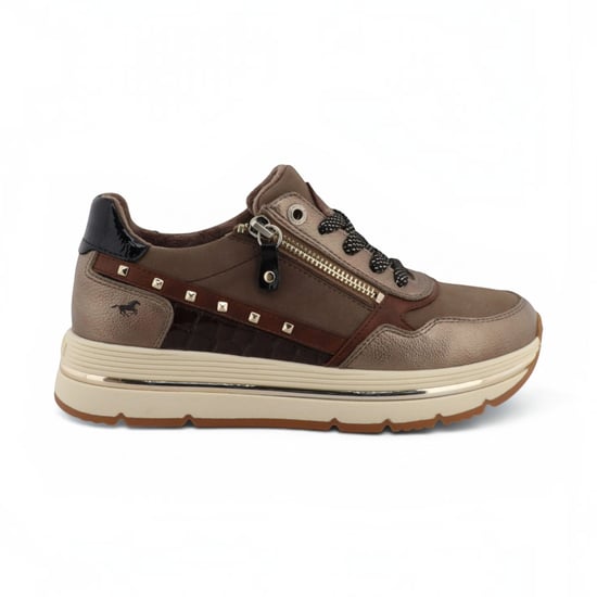 Mustang Damen braune Schnürschuhe Plateau-Sneakers – M0332001 - Image 1