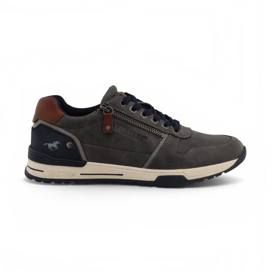 Mustang Herren graue Kunstleder-Sneakerschuhe – M0281006 - Image 1