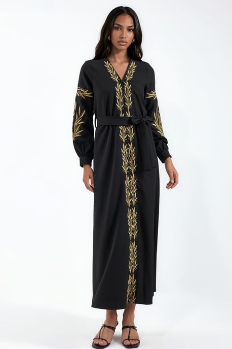 Besticktes V-Ausschnitt Maxikleid - Image 1
