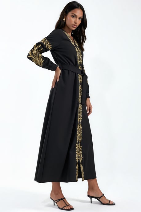 Besticktes V-Ausschnitt Maxikleid - Image 2