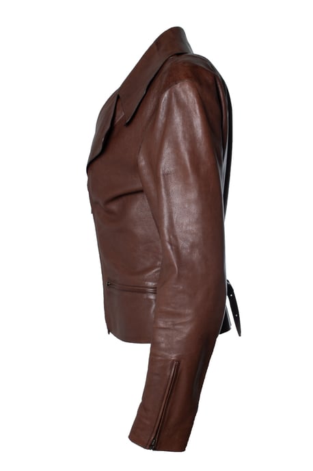 Hermès, braune Bikerjacke aus Leder. - Image 2