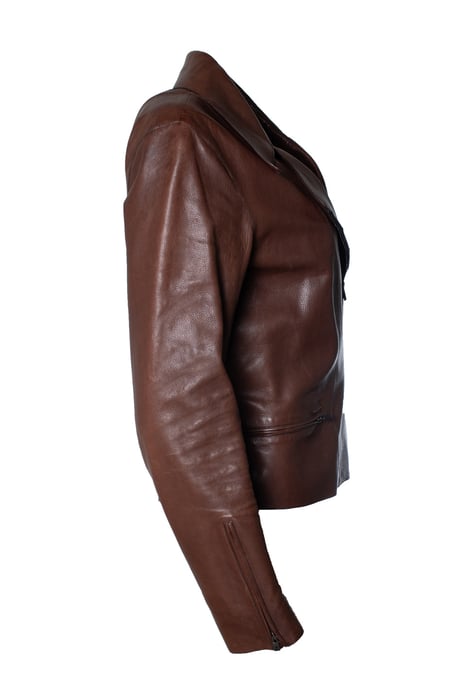 Hermès, braune Bikerjacke aus Leder. - Image 4