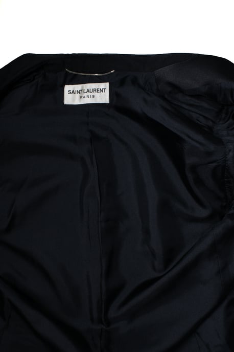 Saint Laurent, schwarzer Blazer-Mantel mit glänzendem Revers - Image 5