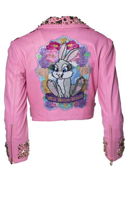 Philipp Plein, Pink Disney verkürzte Lederbikerjacke - Image 2