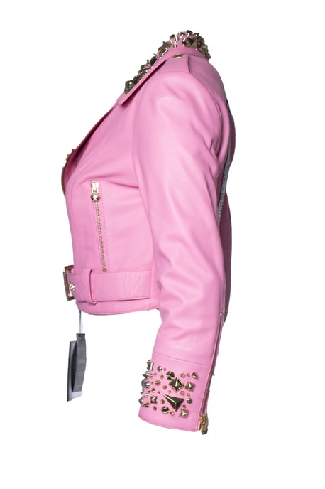 Philipp Plein, Pink Disney verkürzte Lederbikerjacke - Image 3