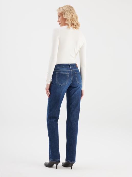 Diva Mid Waist Full Length 5 Pocket Jeans Dunkelblau - Image 2