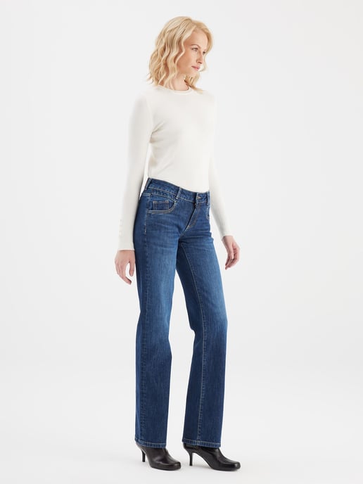 Diva Mid Waist Full Length 5 Pocket Jeans Dunkelblau - Image 4