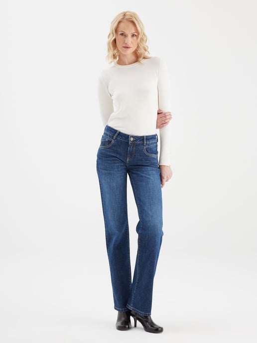 Diva Mid Waist Full Length 5 Pocket Jeans Dunkelblau - Image 5