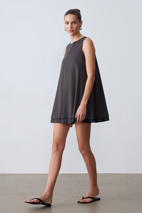 Baumwoll-Popeline Ärmelloses Mini Shift-Kleid - Image 4