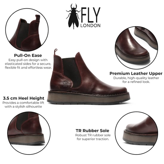 Fly London Damen-Chelsea-Stiefeletten aus Leder in Weinrot – RAWI131 - Image 2