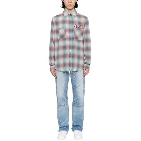 Amiri Staggered Plaid Flanell Blaugrün/rot - Image 4