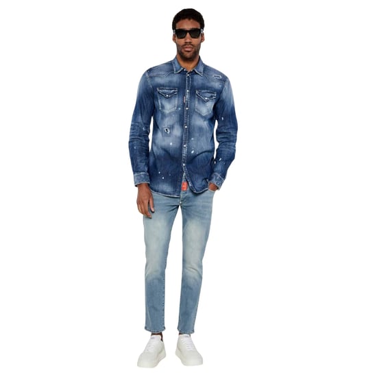 Dsquared2 Cool Guy Westernhemd Marineblau - Image 4