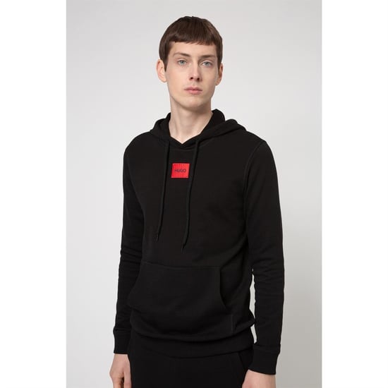 Hugo - Hoodie zum Überziehen für Herren, Baumwollmischung (Schwarz) - Image 2