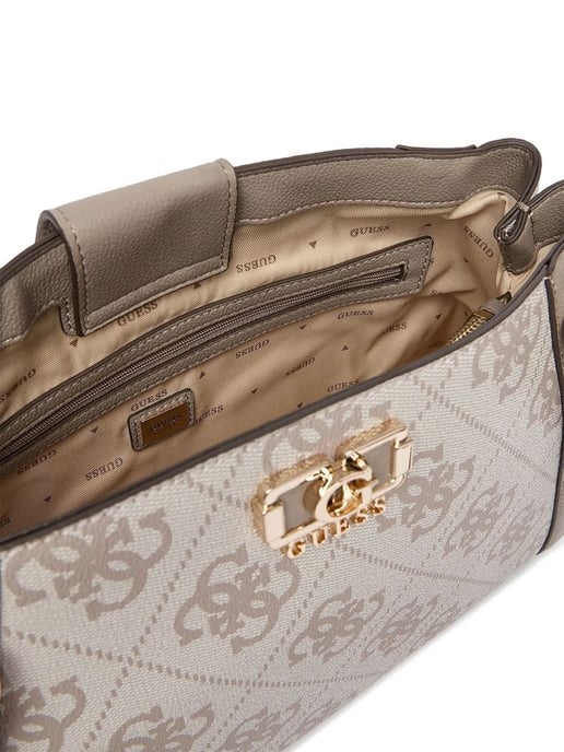 Guess Schultertasche Dunkel Taupe Logo - Image 4