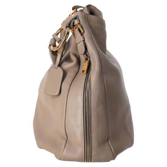 Prada Zip Around Cervo Hobo Leder in Beige Hirschleder - Image 2