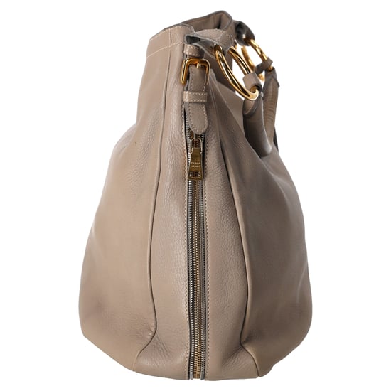 Prada Zip Around Cervo Hobo Leder in Beige Hirschleder - Image 4