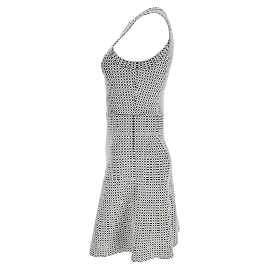 Michael Kors strukturiertes ausgestelltes Kleid aus weißer und schwarzer Baumwolle - Image 2