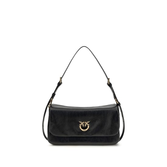 PINKO Schwarze Kalbsleder Bos Taurus Schultertasche - Image 1