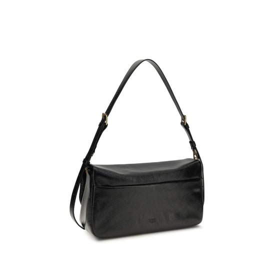 PINKO Schwarze Kalbsleder Bos Taurus Schultertasche - Image 3