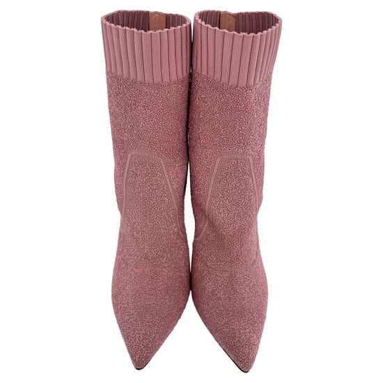 Gianvito Rossi Boucle-Strick Fiona Ankle Boots in Rosa Synthetik - Image 4