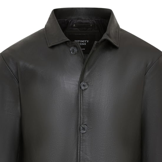 Herren schwarze Lederjacke mit langem Kragen – Charles - Image 5