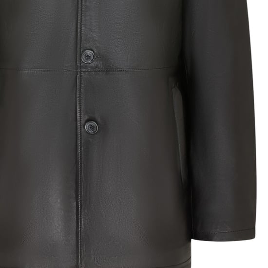 Herren schwarze Lederjacke mit langem Kragen – Charles - Image 6
