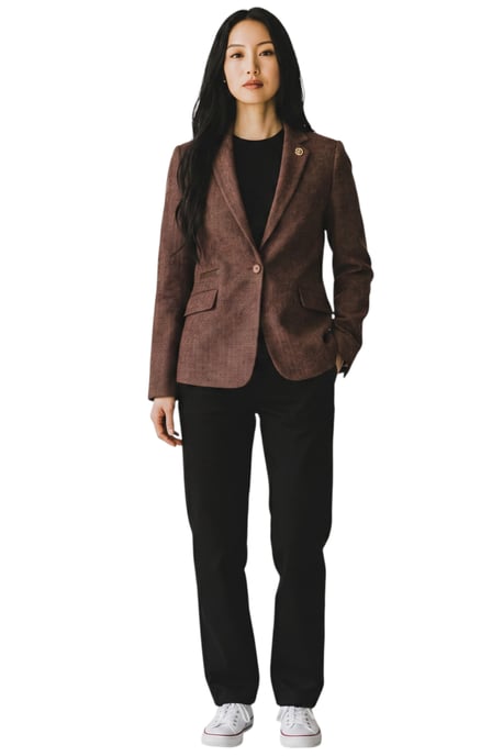 Damen-Rostbrauner Woll-Tweed-Fischgraut-Karo-Blazer – WS-1 - Image 2