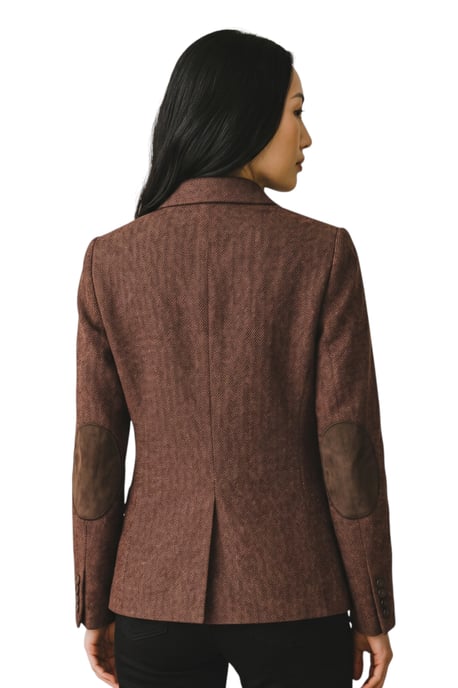 Damen-Rostbrauner Woll-Tweed-Fischgraut-Karo-Blazer – WS-1 - Image 4