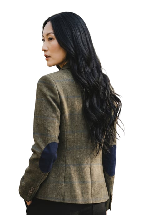 Damen-Oliv-Tailored karierter Tweed-Blazer formelle Jacke – TPSTZ-7 - Image 4