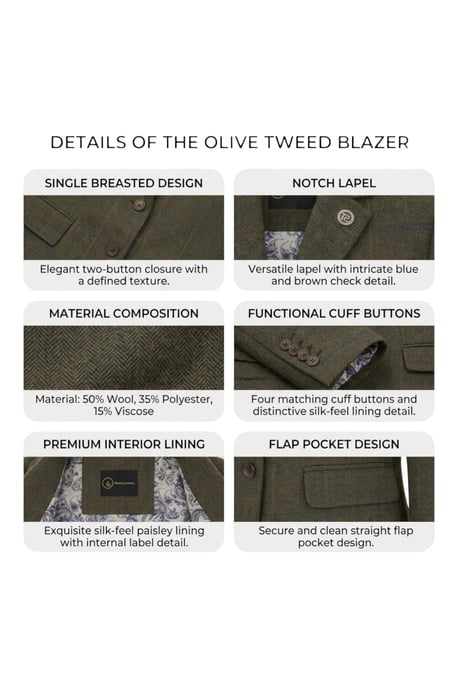 Damen-Oliv-Tailored karierter Tweed-Blazer formelle Jacke – TPSTZ-7 - Image 5