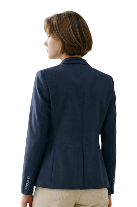 Damen, marineblauer karierter Woll-Mix, Fischgrät-Tweed-Sakko – Caridi - Image 4