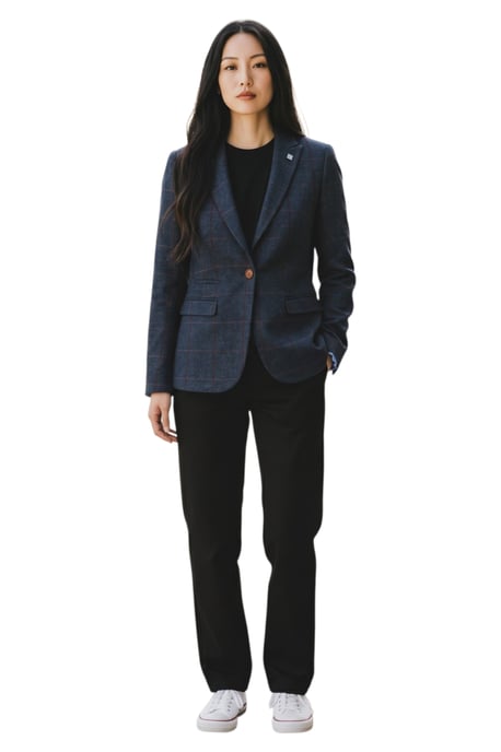 Damen-Marineblauer Tweed-Blazer maßgeschneiderte formelle Jacke – Madrid - Image 2