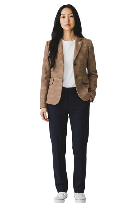 Damenjacke aus Eichenbraun, maßgeschneiderter karierter Tweed-Blazer – TPSTZ-7 - Image 2