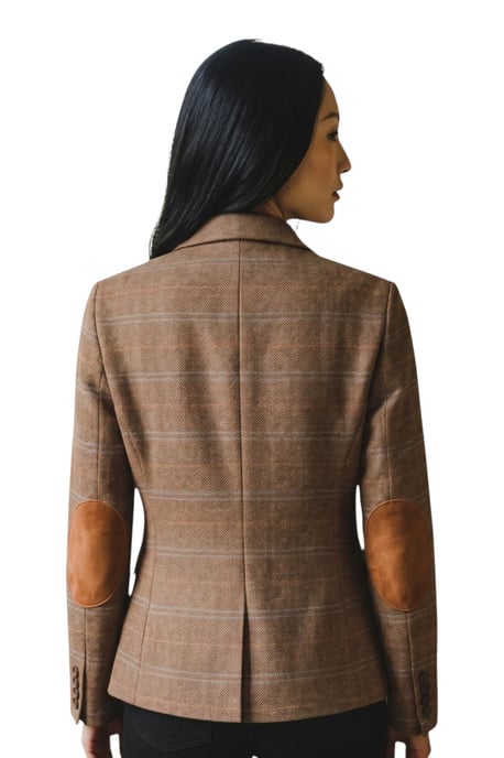 Damenjacke aus Eichenbraun, maßgeschneiderter karierter Tweed-Blazer – TPSTZ-7 - Image 4