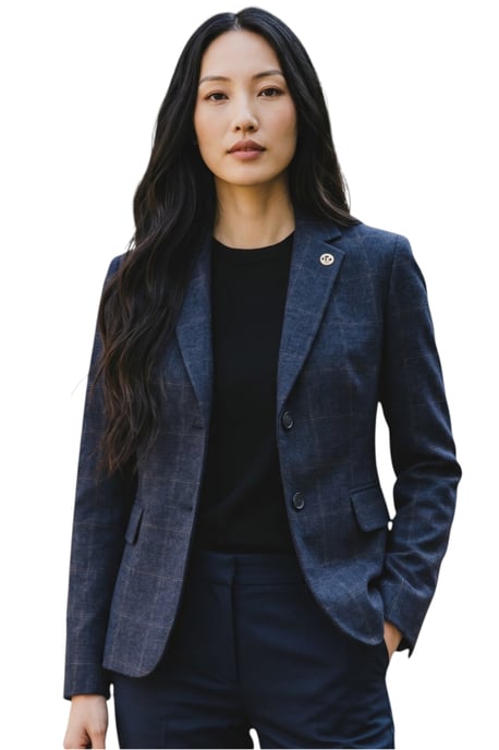 Damen-Marineblaue maßgeschneiderte karierte Tweed-Blazer-Jacke – TPSTZ-7 - Image 1