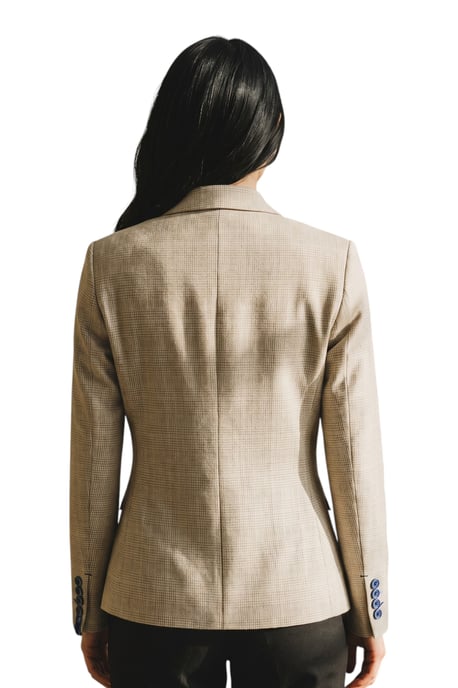 Damen-Creme-Karo-Woll-Mix, Fischgrät-Tweed-Sakko – Caridi - Image 4