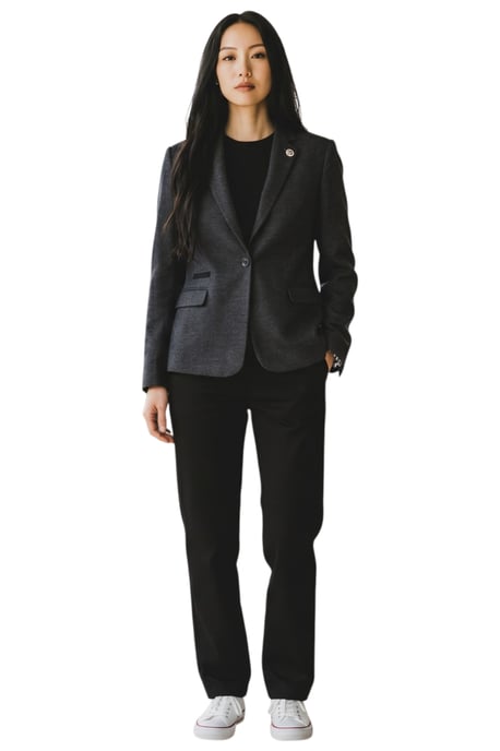 Damen-Schwarzer Woll-Tweed-Fischgrät-Karo-Blazer – WS-1 - Image 2
