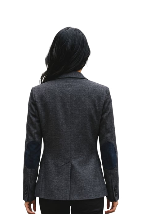 Damen-Schwarzer Woll-Tweed-Fischgrät-Karo-Blazer – WS-1 - Image 4