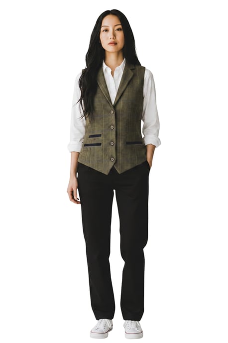 Damen-Oliv-Tailored Fit Tweed-Weste formelle Weste – TPSTZ-7 - Image 2