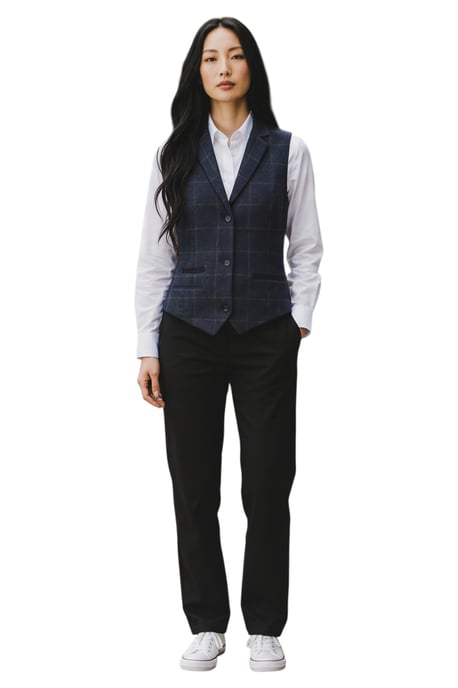 Damen-Marineblaue maßgeschneiderte Tweed-Weste formelle Weste – TPSTZ-7 - Image 2